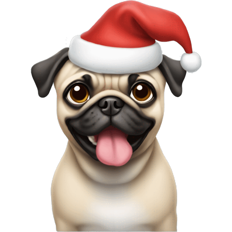 Pug with Santa hat emoji