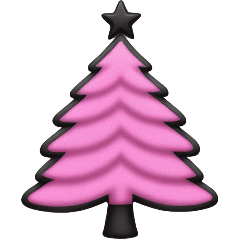 Pink and black Christmas tree emoji