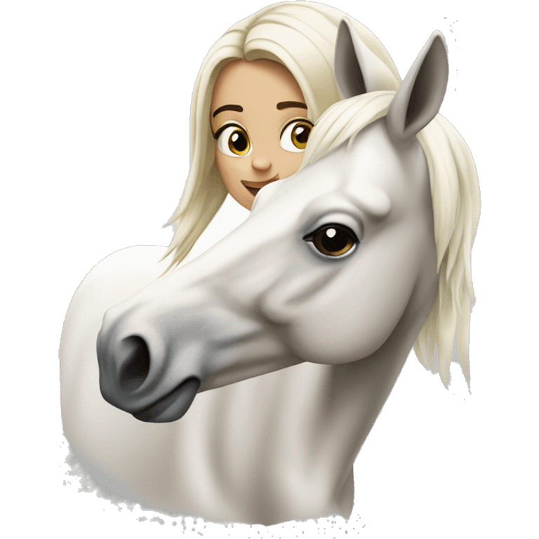 Fille blanche câlin cheval emoji