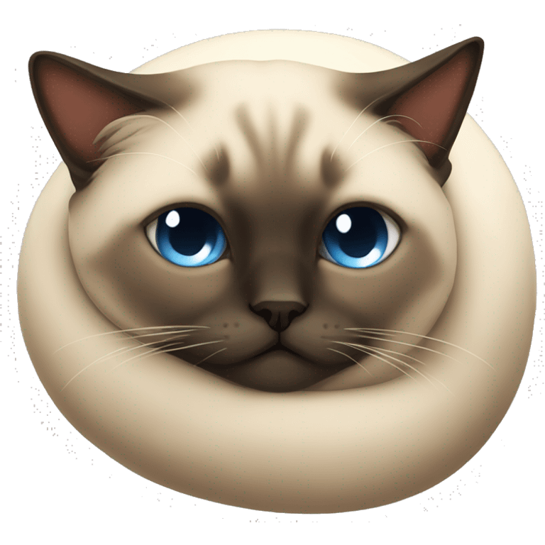 fluffy siamese cat curled up sleeping emoji