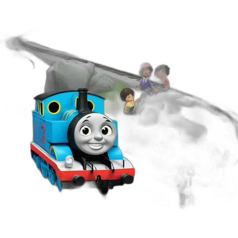 Thomas the train with children on tracks emoji