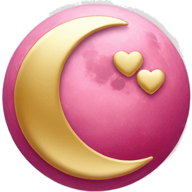 pink moon with gold heart  emoji