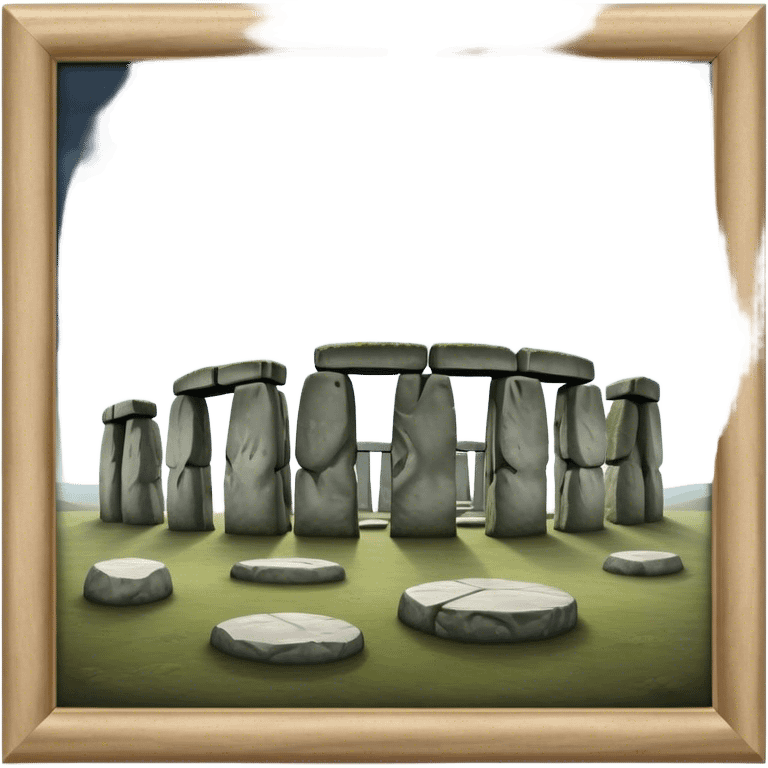 Cinematic Realistic Stonehenge Landscape Emoji, depicted with ancient, mysterious stone circles set against a moody sky, rendered with atmospheric lighting and detailed textures that evoke its prehistoric allure. emoji