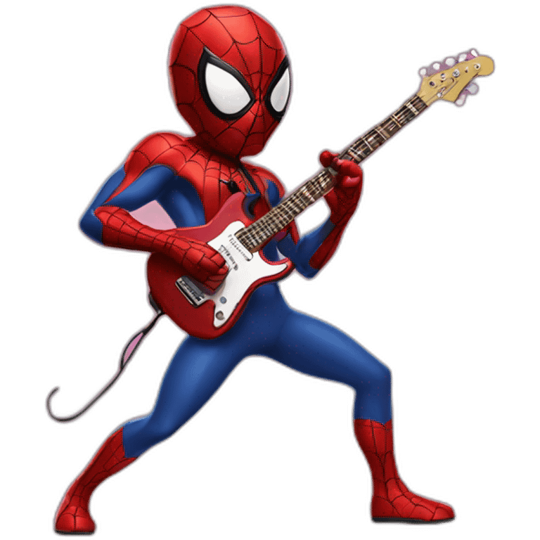 spiderman playing an electric guitar emoji