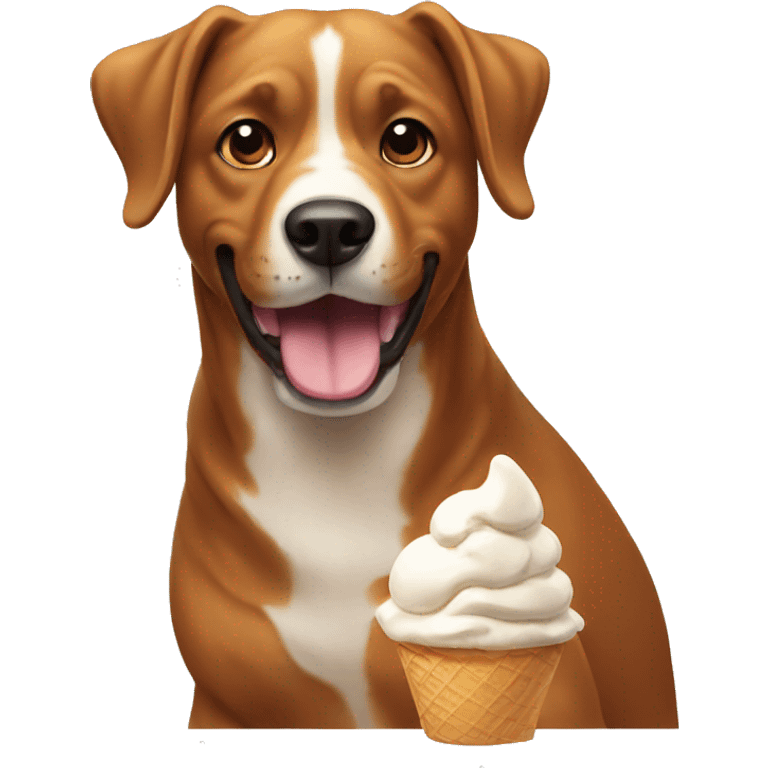 Dog eating an ice cream emoji