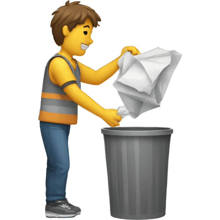 Throwing a crushed paper ball into a trash can emoji