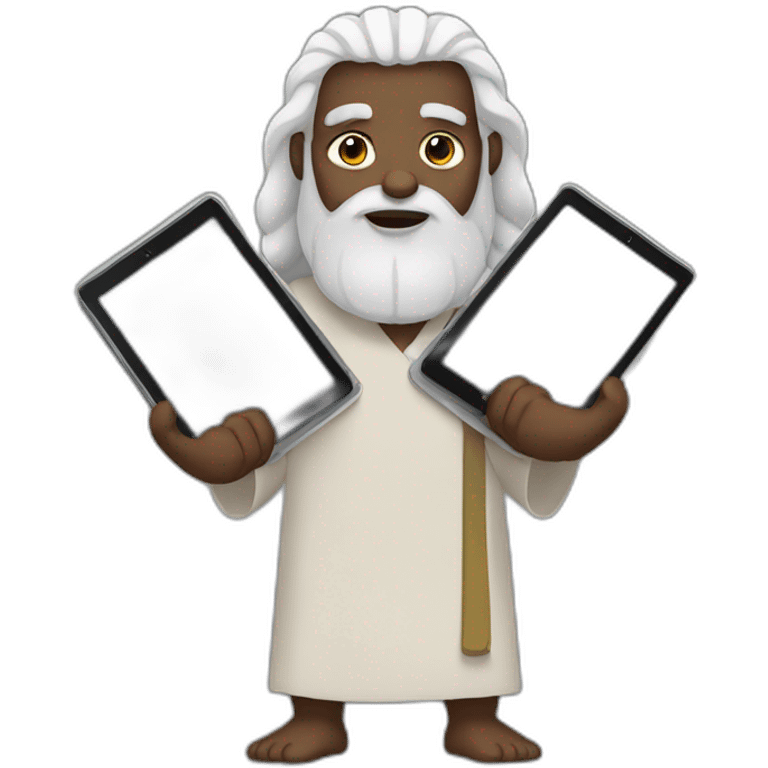 Moses holding two iPads emoji