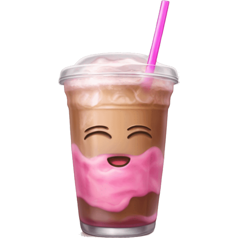 Realistic pink colored iced coffee in a glass (no face)  emoji