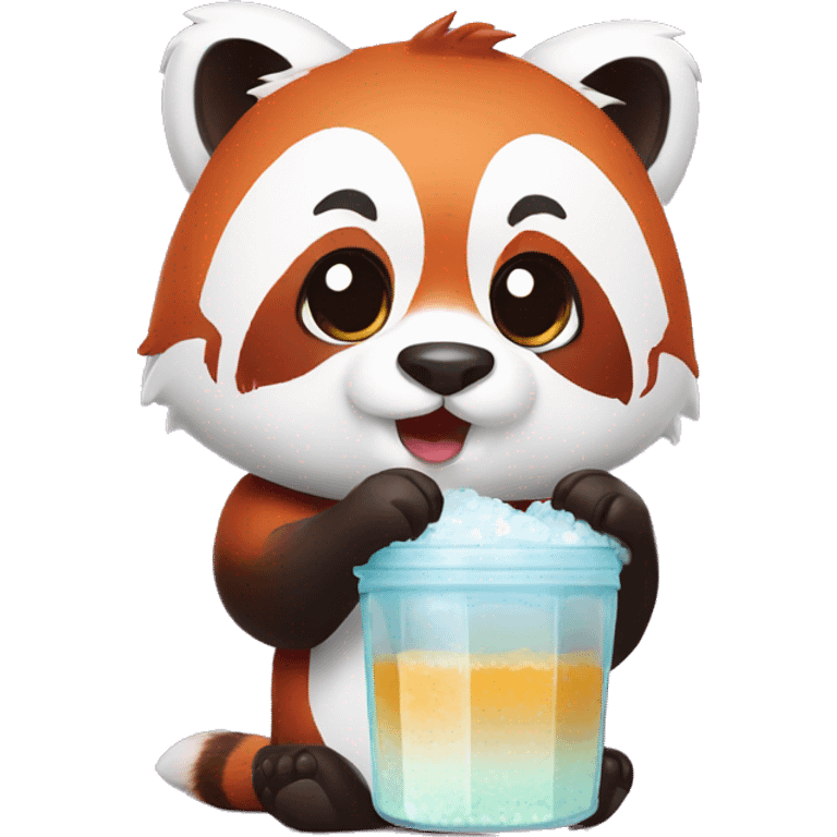 Red panda has salt shaker in his hand emoji