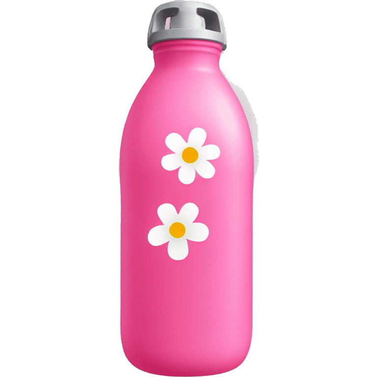 Pink water bottle with flowers on it emoji