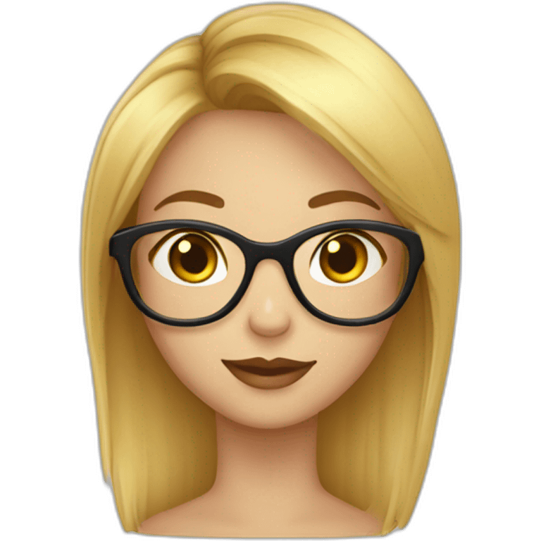 Fille cheveux lisses long lunettes emoji