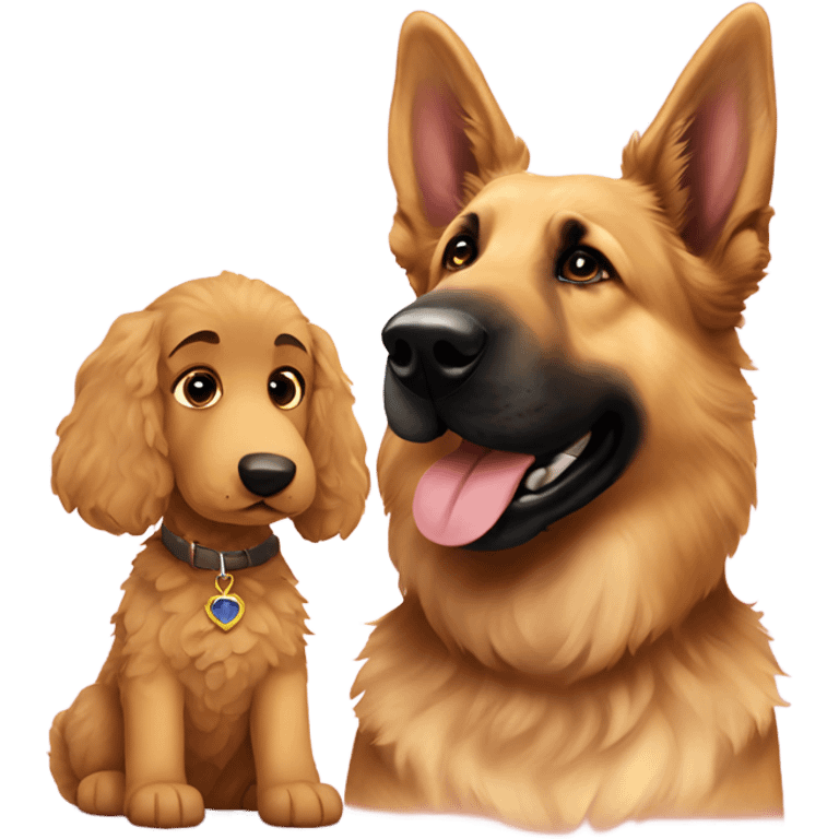 German shepherd and golden doodle as best friends  emoji