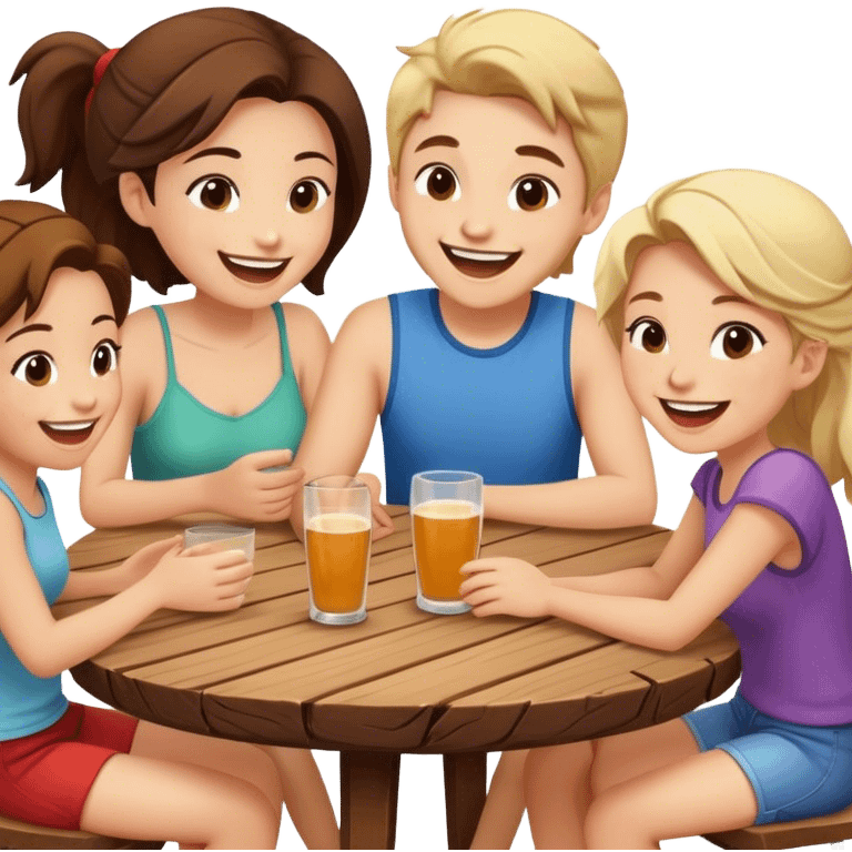 Friends talking at a table emoji