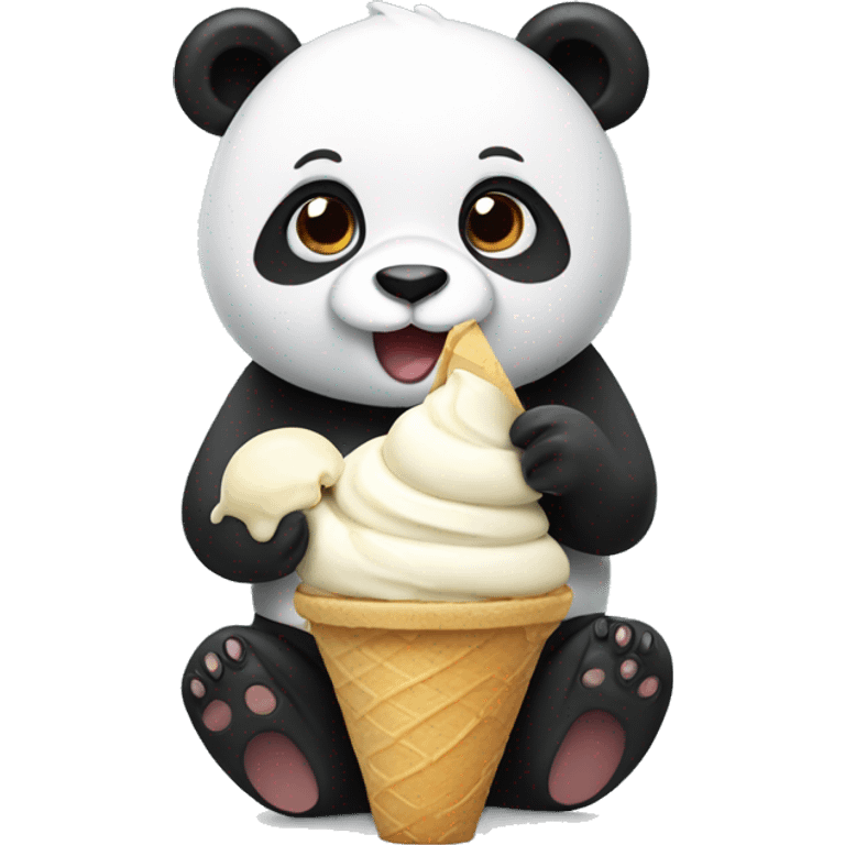 Panda eating ice cream emoji