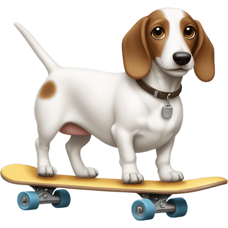 Skateboarding white sausage with brown ears dog emoji