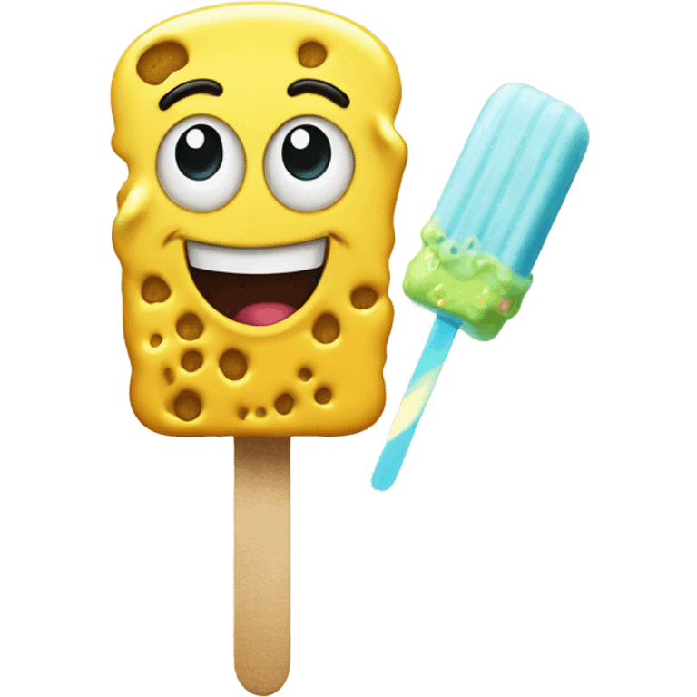 Emoji man eating SpongeBob popsicle emoji