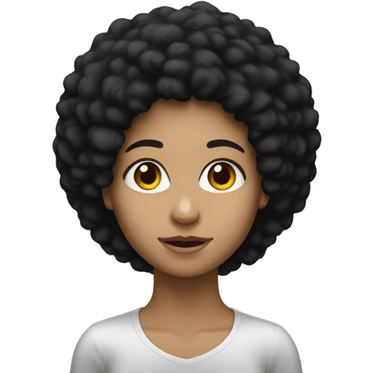 Caucasian girl with a black afro emoji