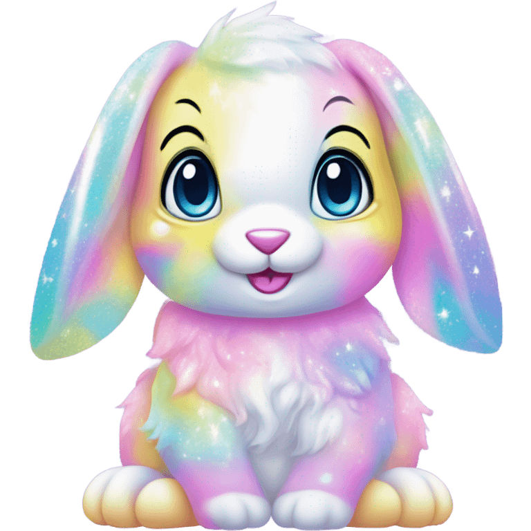 Lisa frank pastel sparkle easter bunny emoji