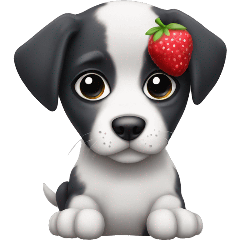 Puppy with eye patch and berry emoji