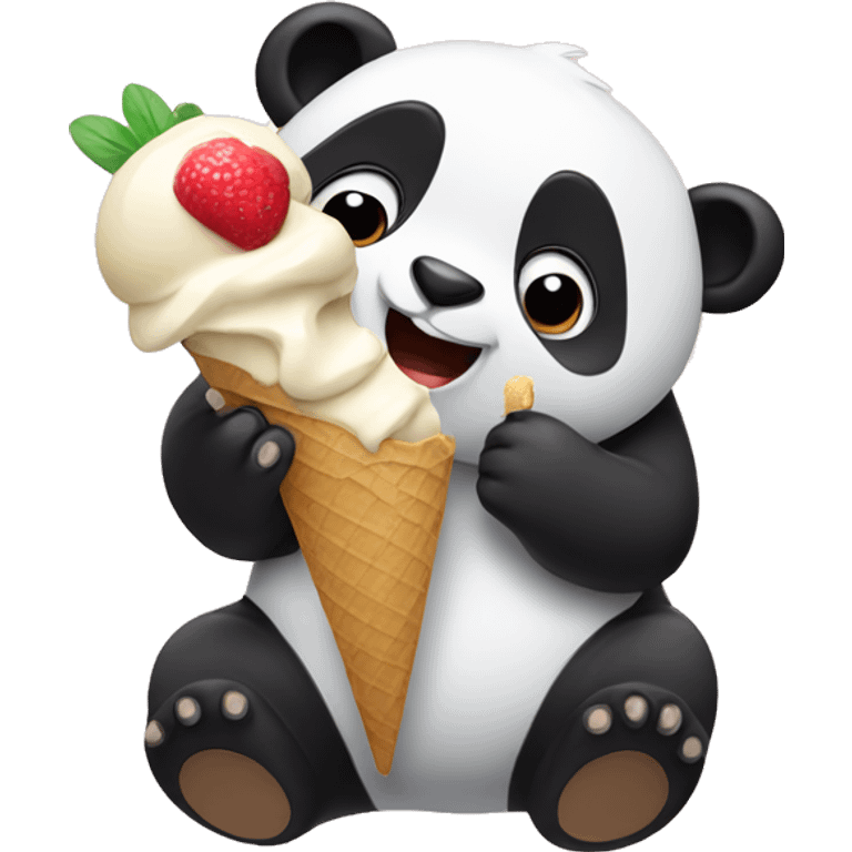 Panda eating ice cream emoji