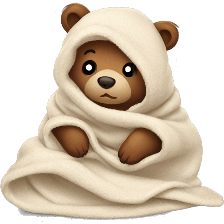 bear cozy in blanket emoji