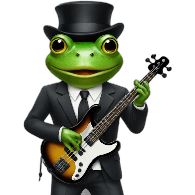 frog in a suit playing bass emoji