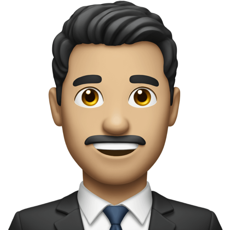 dark hair man news reporter with microphone emoji