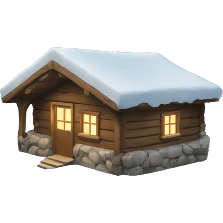 alpine hut with snow emoji