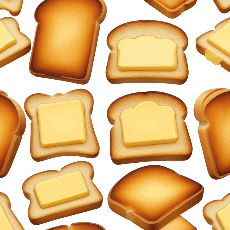 Cinematic warm toasted bread, golden-brown edges, butter melting into the surface, slightly crispy texture, simple and comforting, warm glowing background, inviting and homely. emoji