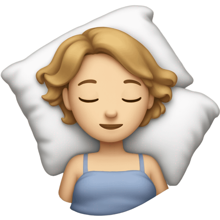 Light brown haired girl, sleeping on bed emoji