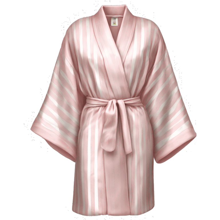 woman’s silk robe, pale pink with skinny white stripes, silk emoji