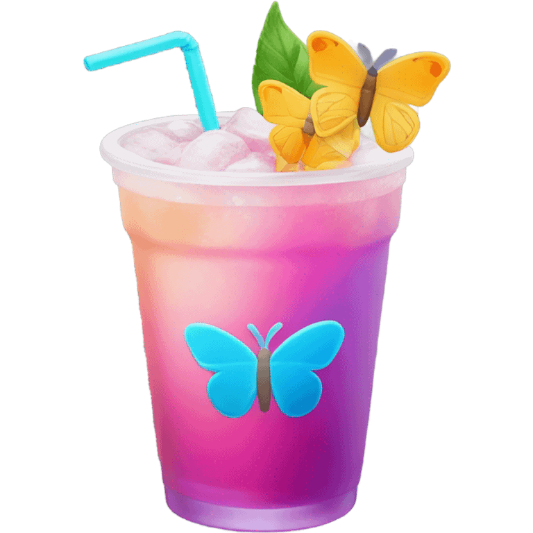 iced colorful drink with butterfly logo  emoji