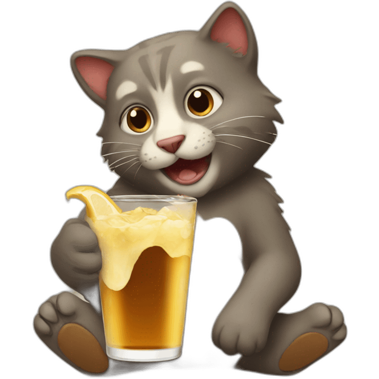 Cat drinking a bear emoji