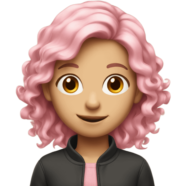 smiling girl with windy pink and blonde hair emoji