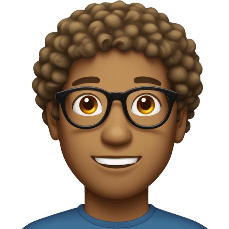 Light skinned brown man with curly hair and circular glasses  emoji