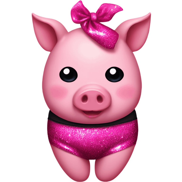 Pig with a hot pink bikini on with glitter and black thigh socks emoji