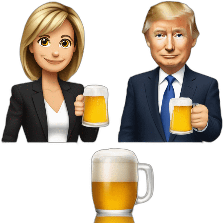 Emanuelle Macron qui boit une bière avec Vladimir Poutine emoji