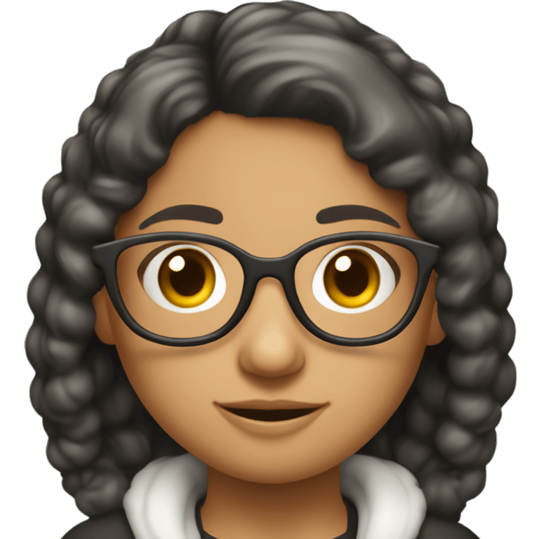 uno niña de 20 años delgado con lentes y pelo lasio emoji