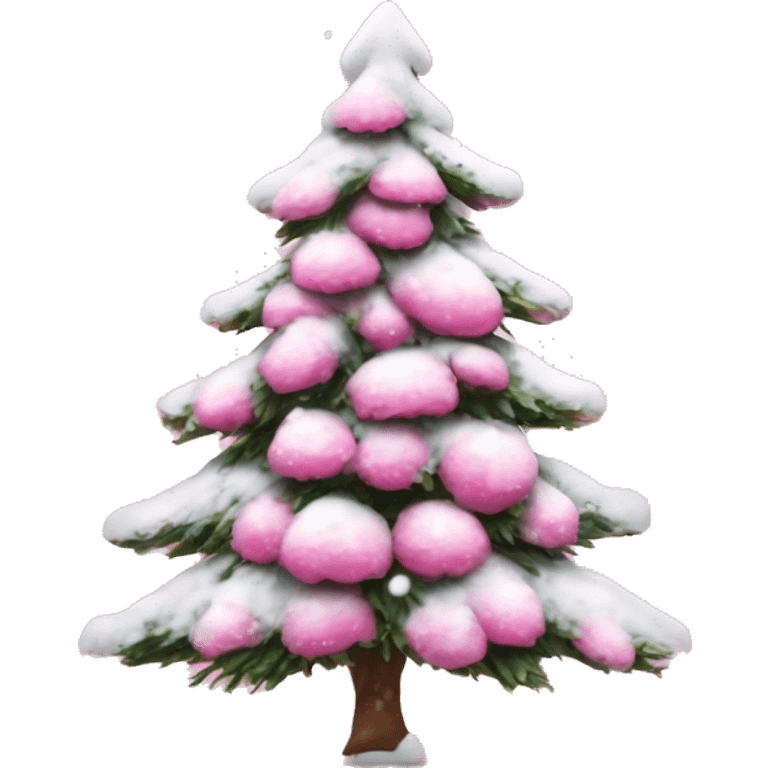 Kerstboom in het roze met sneeuw emoji