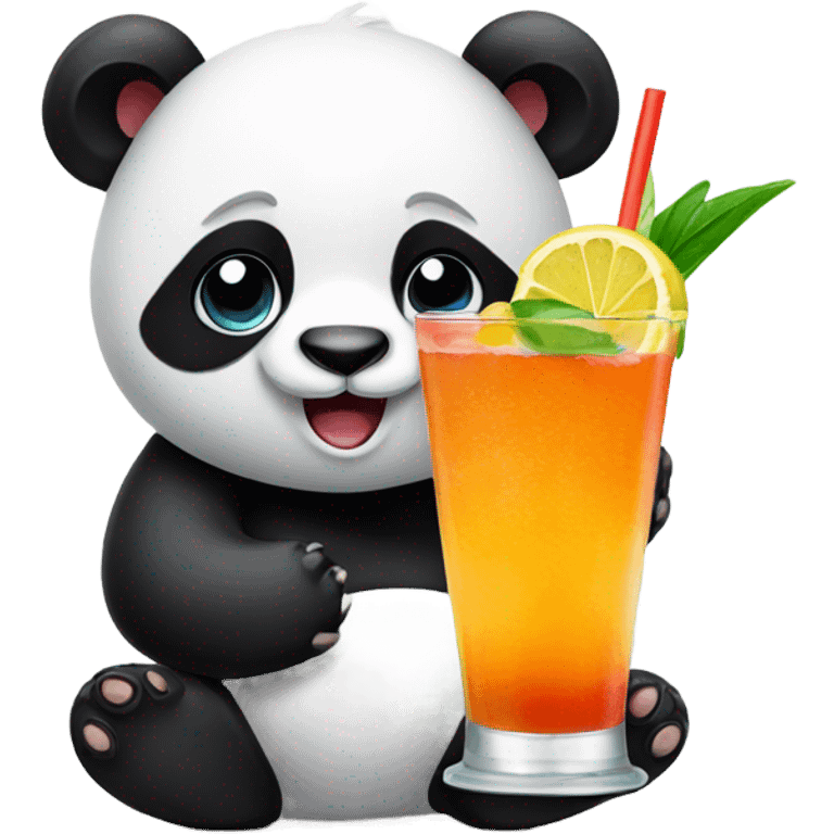 Panda with cocktail emoji