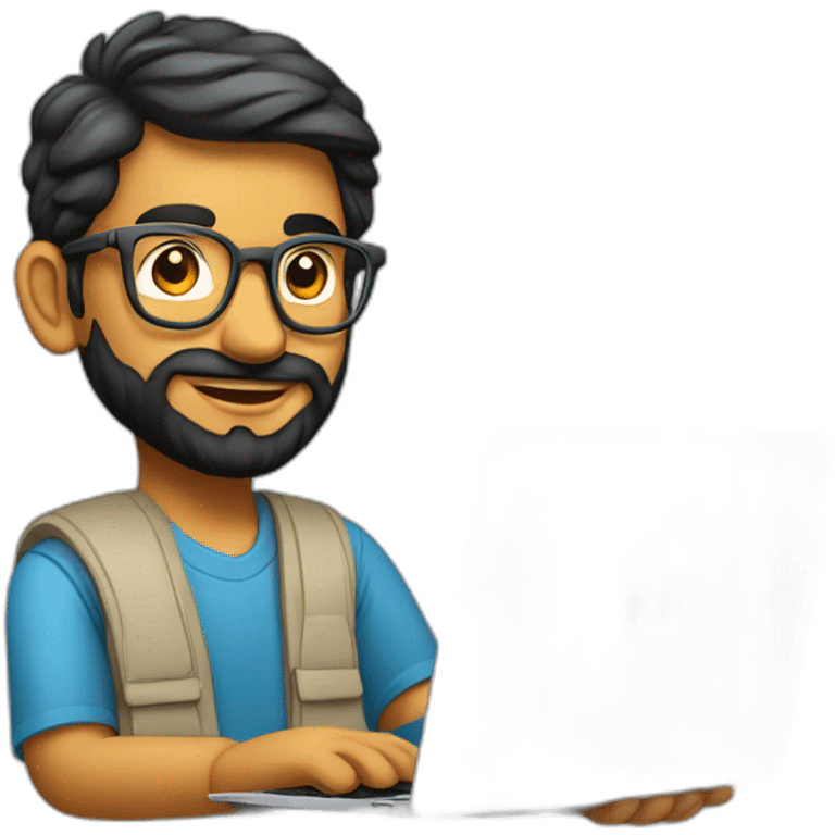 indian product designer ( from tamil nadu ) with a macbook air  emoji