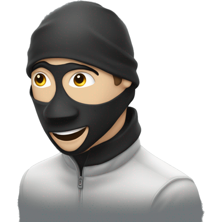 Homme au masque de fer qui lève la main emoji