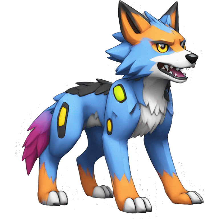 Edgy Colorful Digimon-Fakemon-Wolf with edgy markings full body emoji