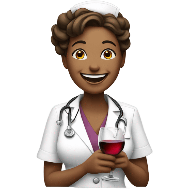 laughing nurse with wine emoji