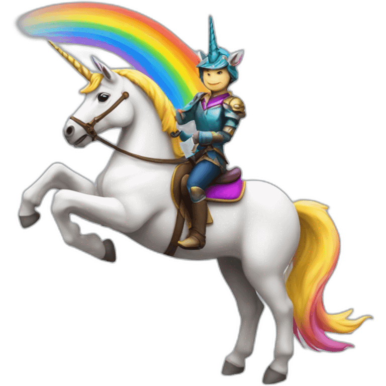 Sindre Sorhus riding unicorn on rainbow emoji