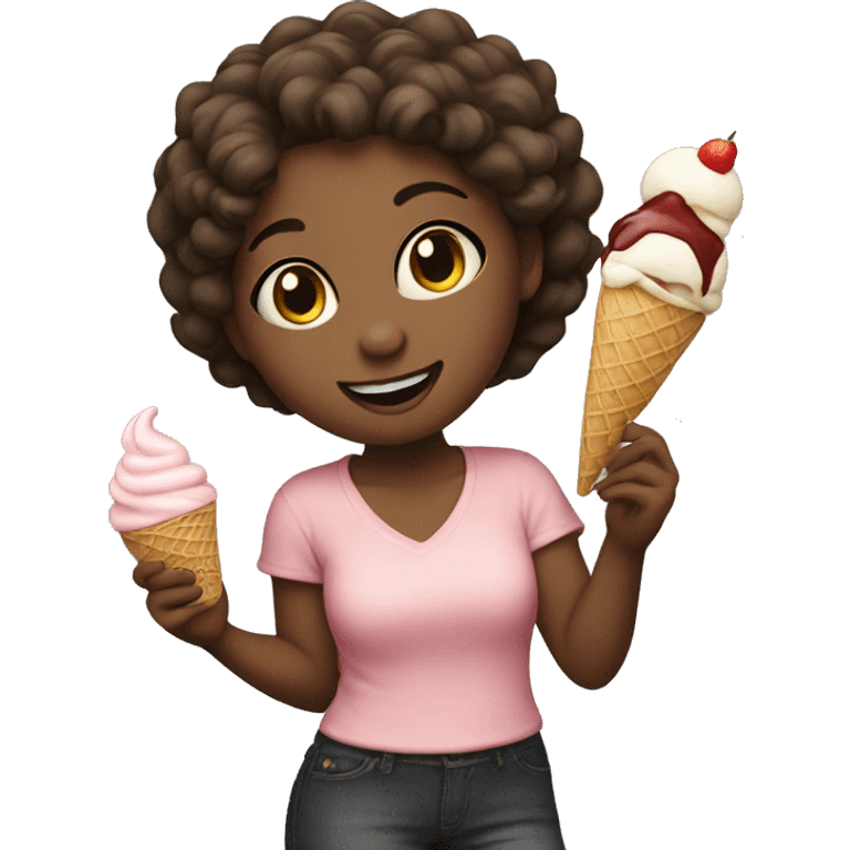 Dancing girl holding a ice cream  emoji