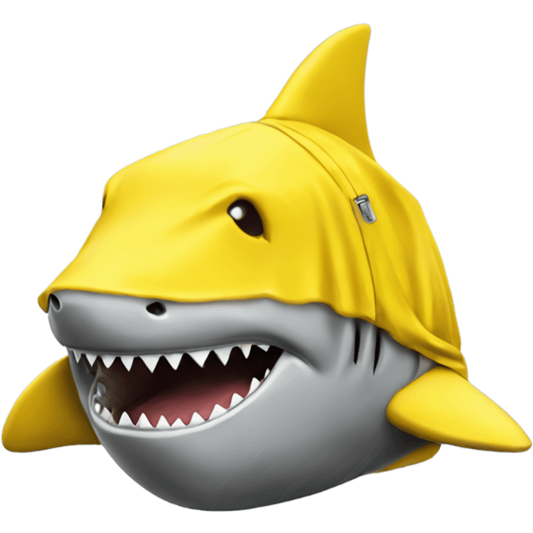 shark head wearing a yellow rain hood emoji