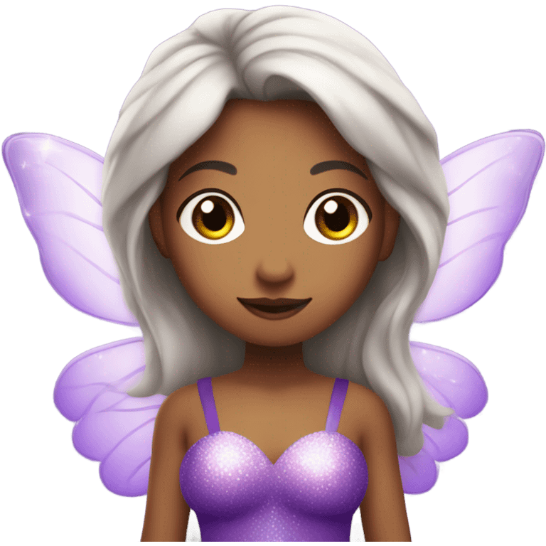 mixed girl with straight hair as a purple fairy emoji