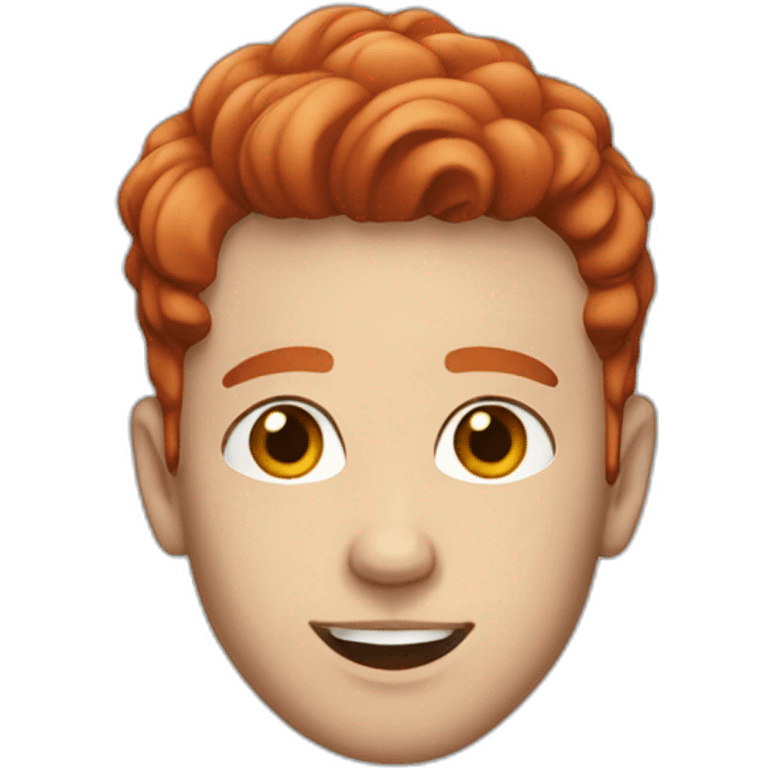 white young man in jean jacket and white t-shirt with short red hair emoji