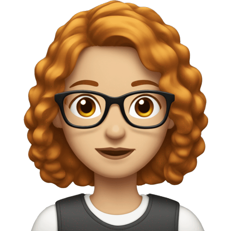 short brown haired white with glasses in love with girl with medium length ginger hair emoji